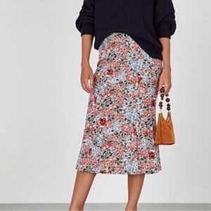 Veronica Beard Floral Midi Skirt 0